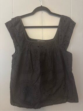 Sanctuary Black Eyelet Square-Neck Tank